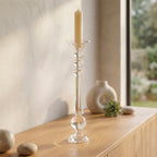 RONDE GLAZEN KAARSHOUDER H.60CM