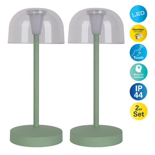 Gomba LED-Batterijtafellamp Set - Mint 18,5cm