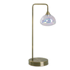 LED -tafellamp "Varna", tafellamp gemaakt van messing -gekleurd metaal en iriserend glas, stevig ingebouwd -in LED's, 45 cm hoog, stijlvolle verlichting voor woonkamer, eetkamer of gang