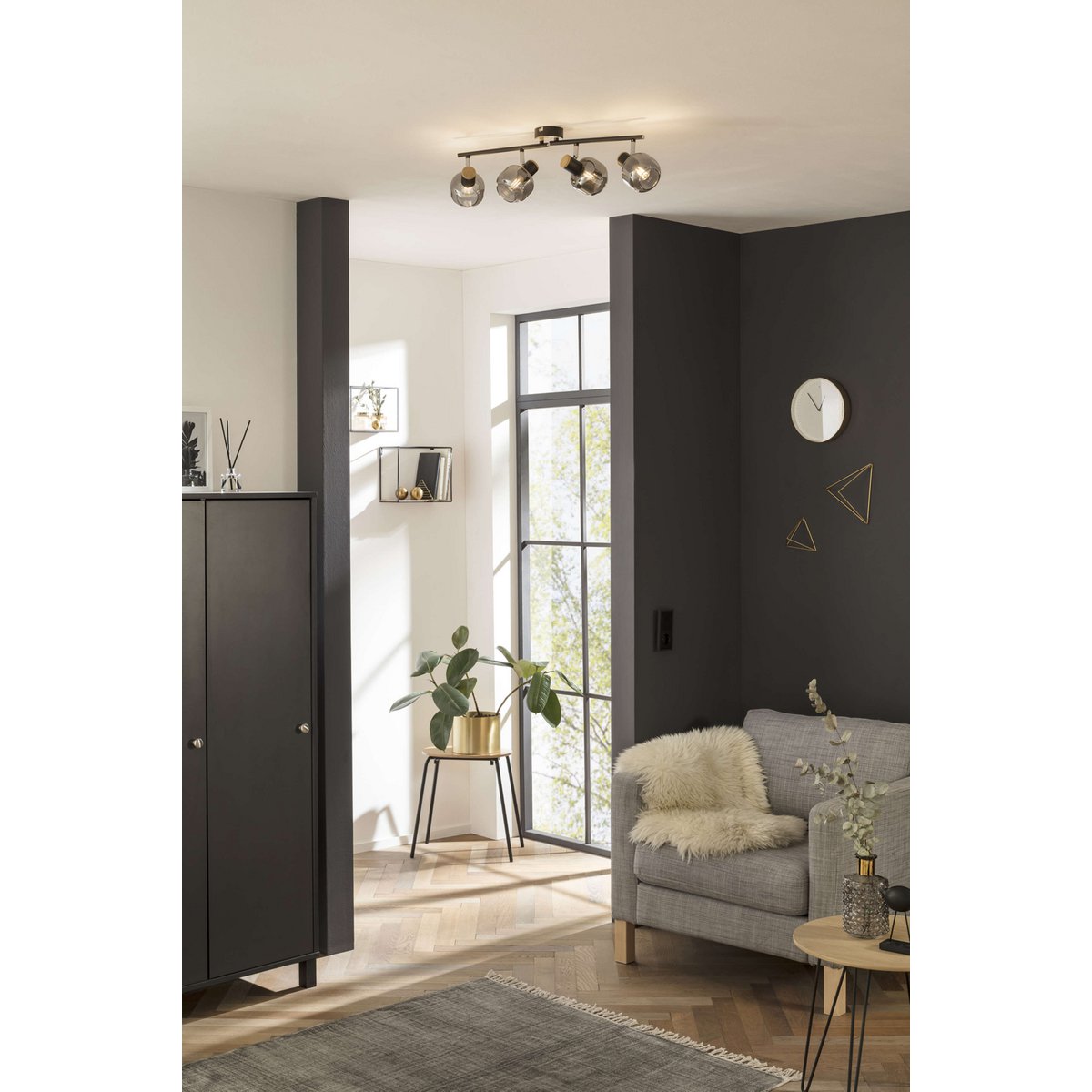 Näve Fumoso Plafondlamp - Zwart Rookglas 80cm