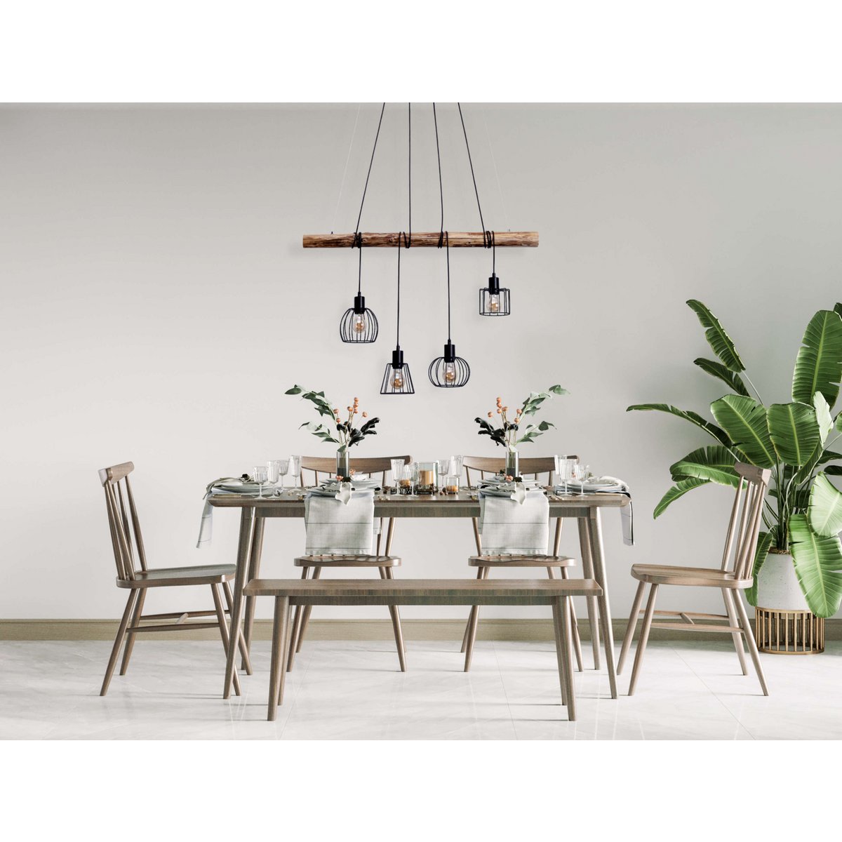 Näve Hanglamp - Zwart Glas 90cm LED