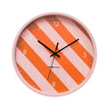 Wandklok met gestreept patroon - oranje/roze - 34x4x34cm