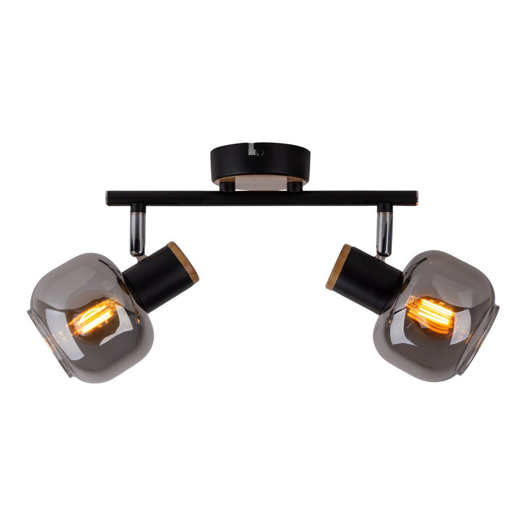 Näve Fumoso Plafondlamp 2-Spot Zwart Glas 40cm