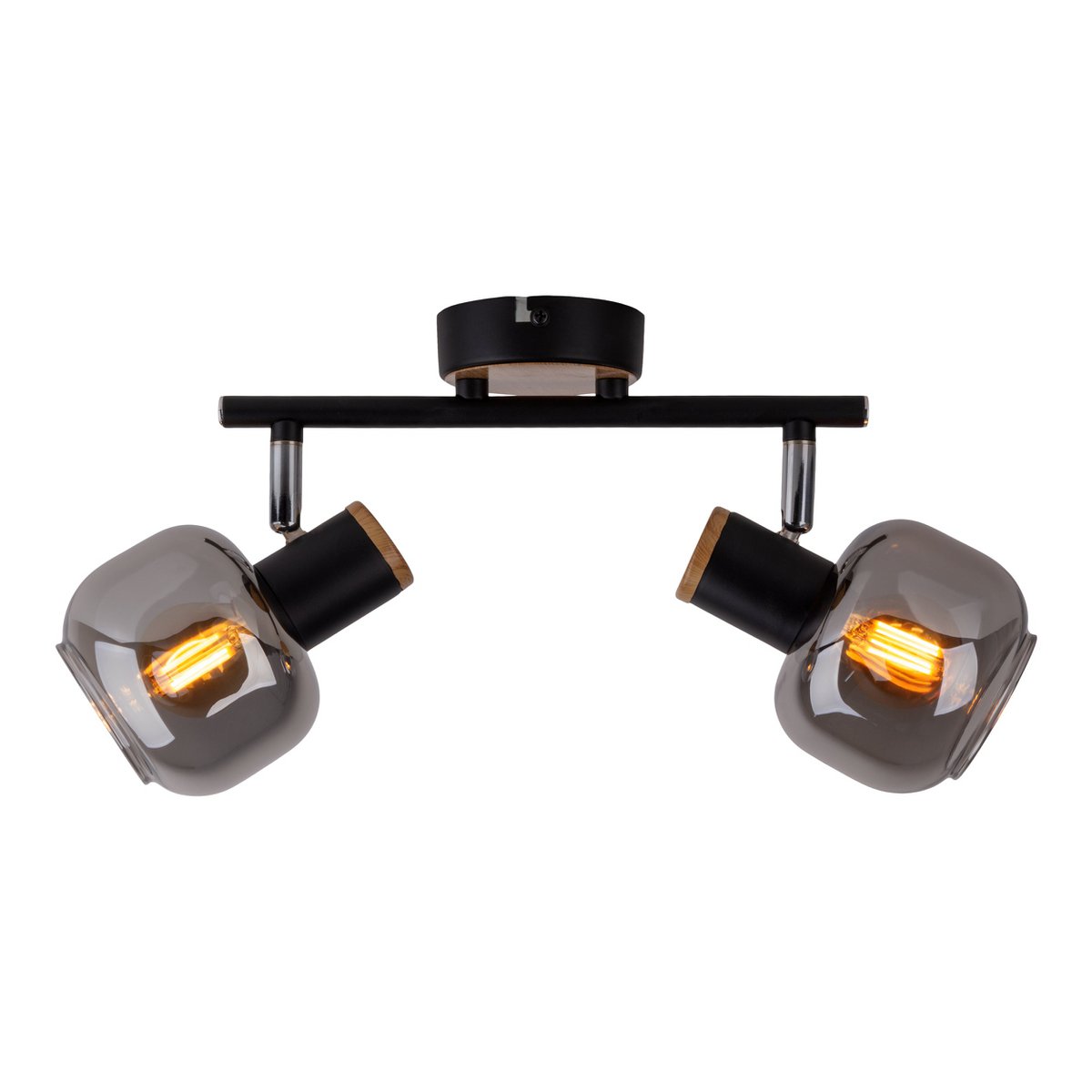 Näve Fumoso Plafondlamp 2-Spot Zwart Glas 40cm