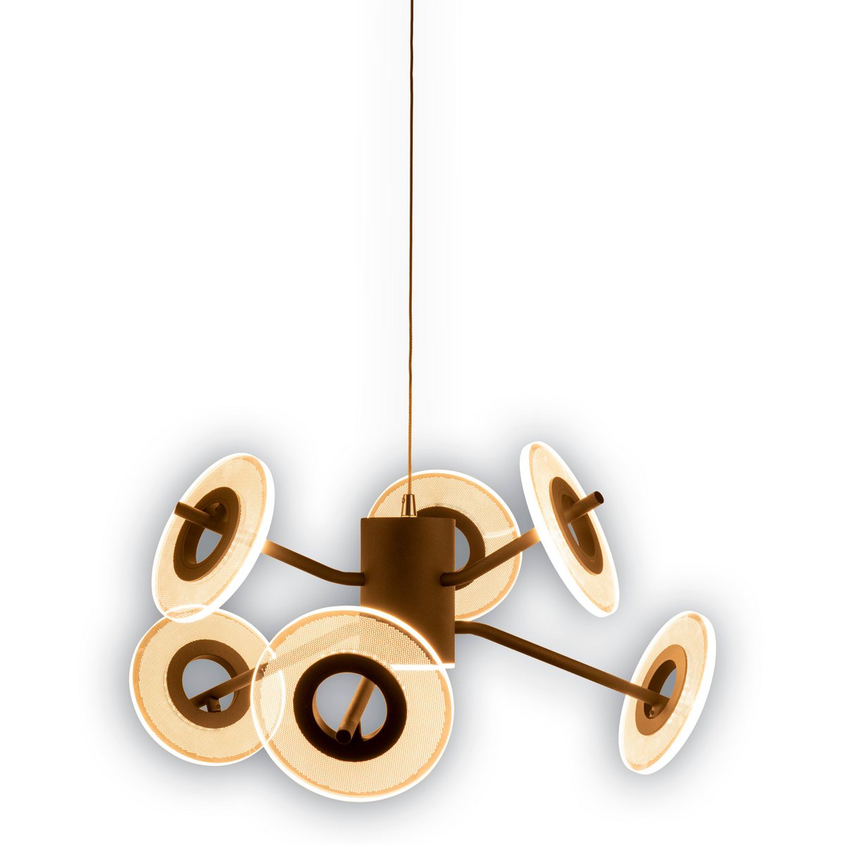 Led hanglamp "discus" gemaakt van zwart metaal en wit plastic met stevig gebouwd -in LED's, hangende lamp voor eetkamer, woonkamer, gang of kantoor met een Øvon ca. 57 cm