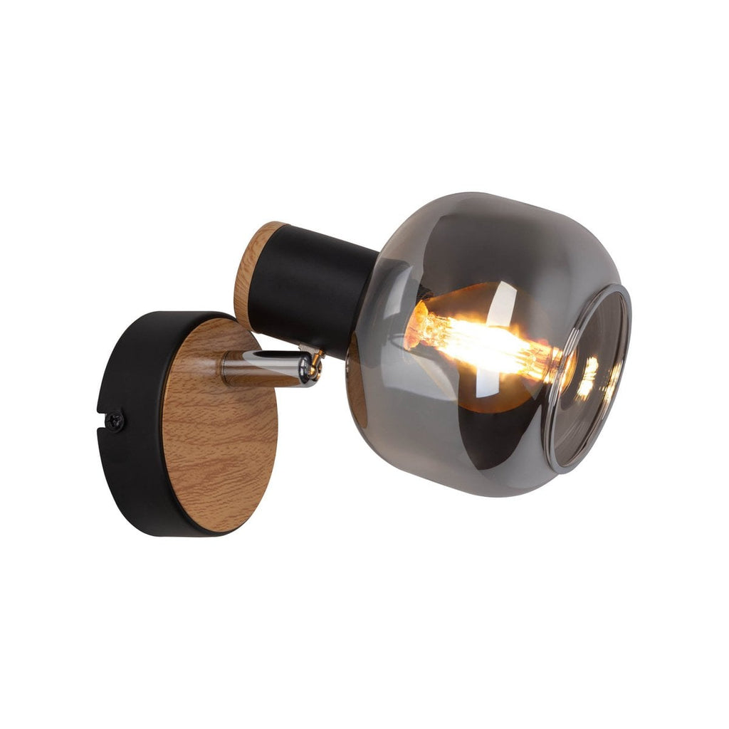 Näve Fumoso Wandlamp - Zwart Rookglas 16cm
