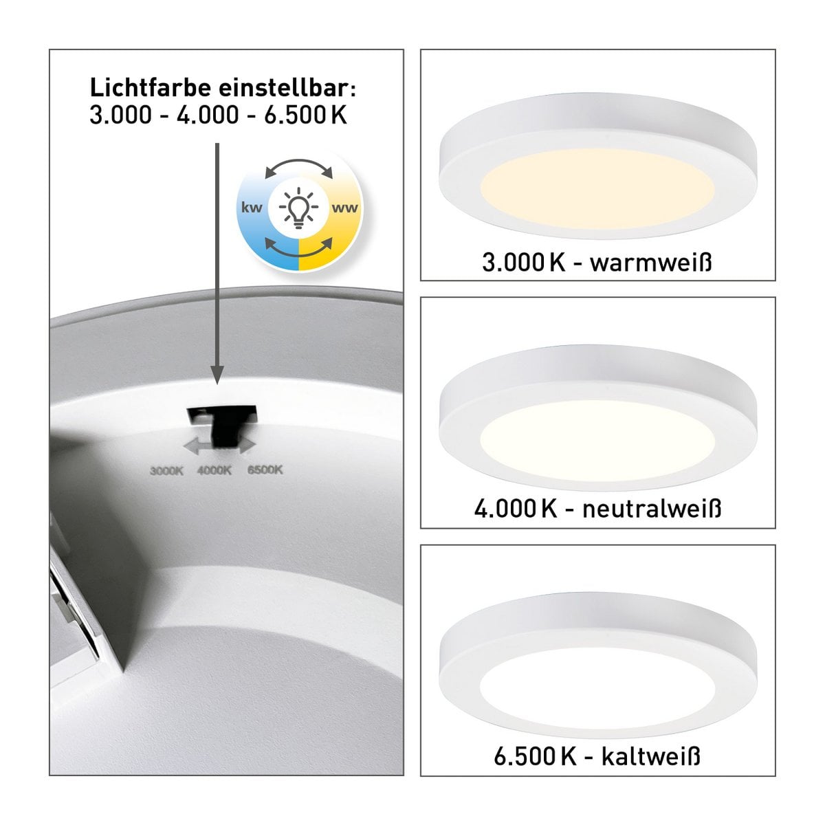 Näve Bonus LED-plafondlamp Ø16,5cm Wit CCT