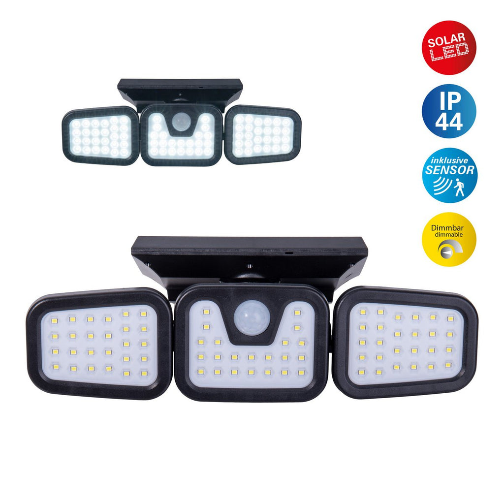 LED Solar Wandlamp Pacita - Zwart Bewegingsmelder