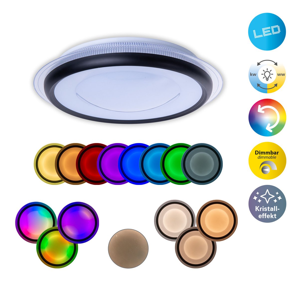 Näve Canna LED-plafondlamp 45cm RGB dimbaar