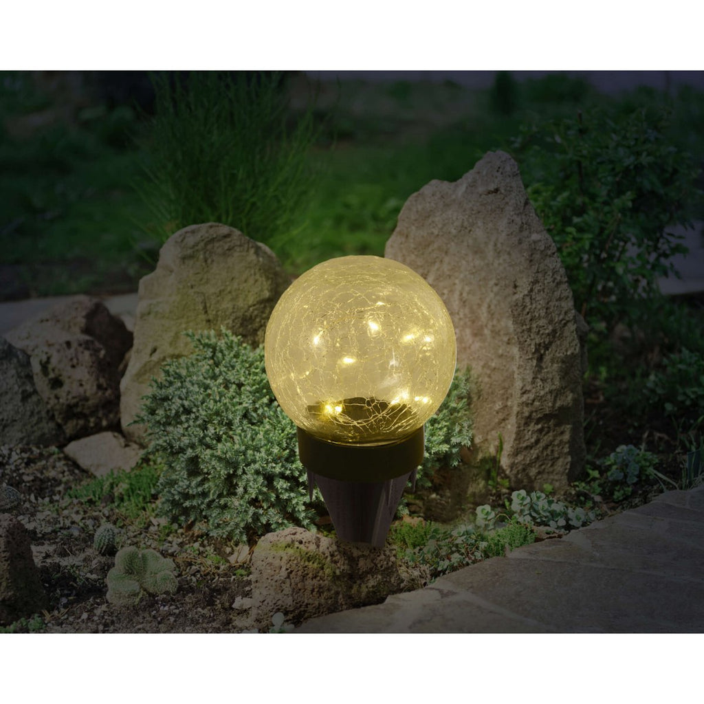 Näve Crackle Solar Tafellamp 3-Set Wit 12cm