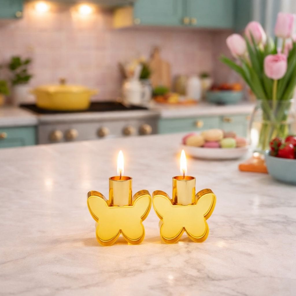 Ambervlinder kaarsenhouders - 2-tal luxe ontwerp - 7,5x6x2cm