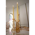 Amberkleurige kandelaars h20cm - set van 2