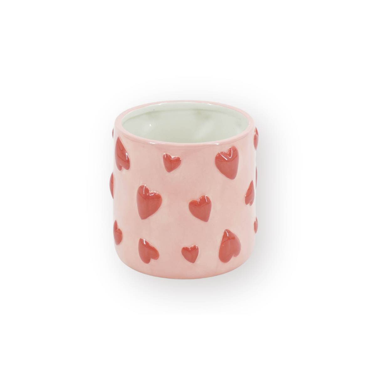 Hartjes Bloempot Roze/Rood 12,5x12,5x13cm Dolomiet