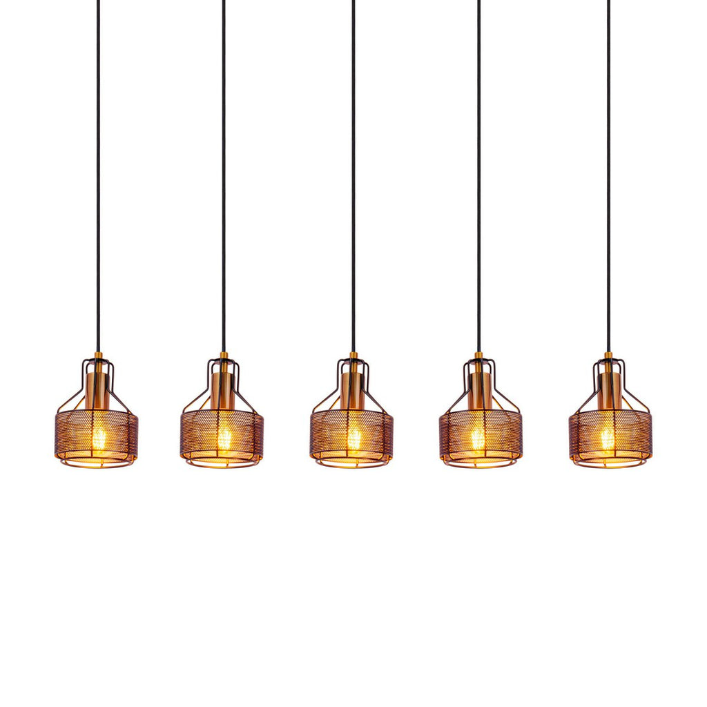 Näve Foro 5-Lichts Hanglamp - Zwart/Goud 96cm