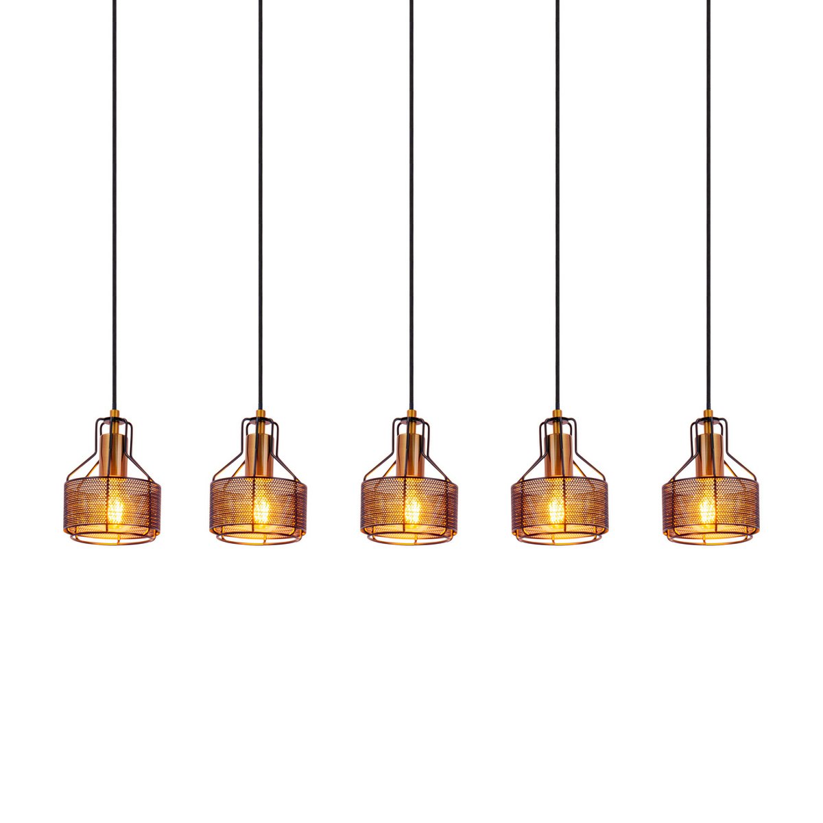 Näve Foro 5-Lichts Hanglamp - Zwart/Goud 96cm