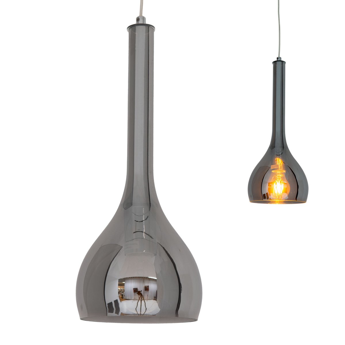 Näve Vaso Hanglamp - Antraciet Rookglas 16cm