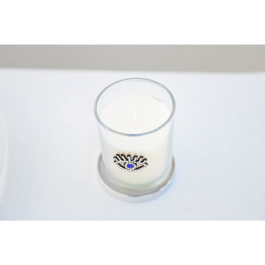 Zilveren kaars patchouli parfum 7x7x8,5 cm - Aulica