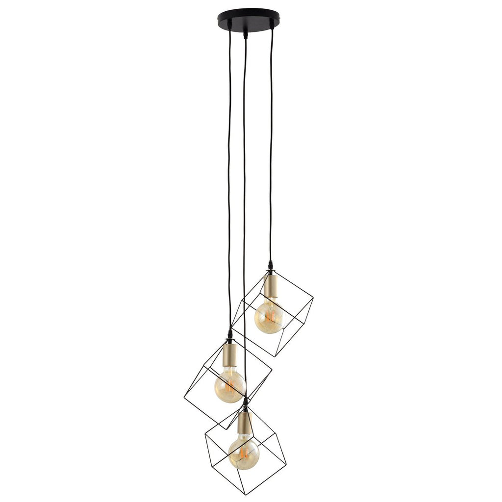 Canto Hanglamp 3-Vlammig Zwart Goud E27 39cm
