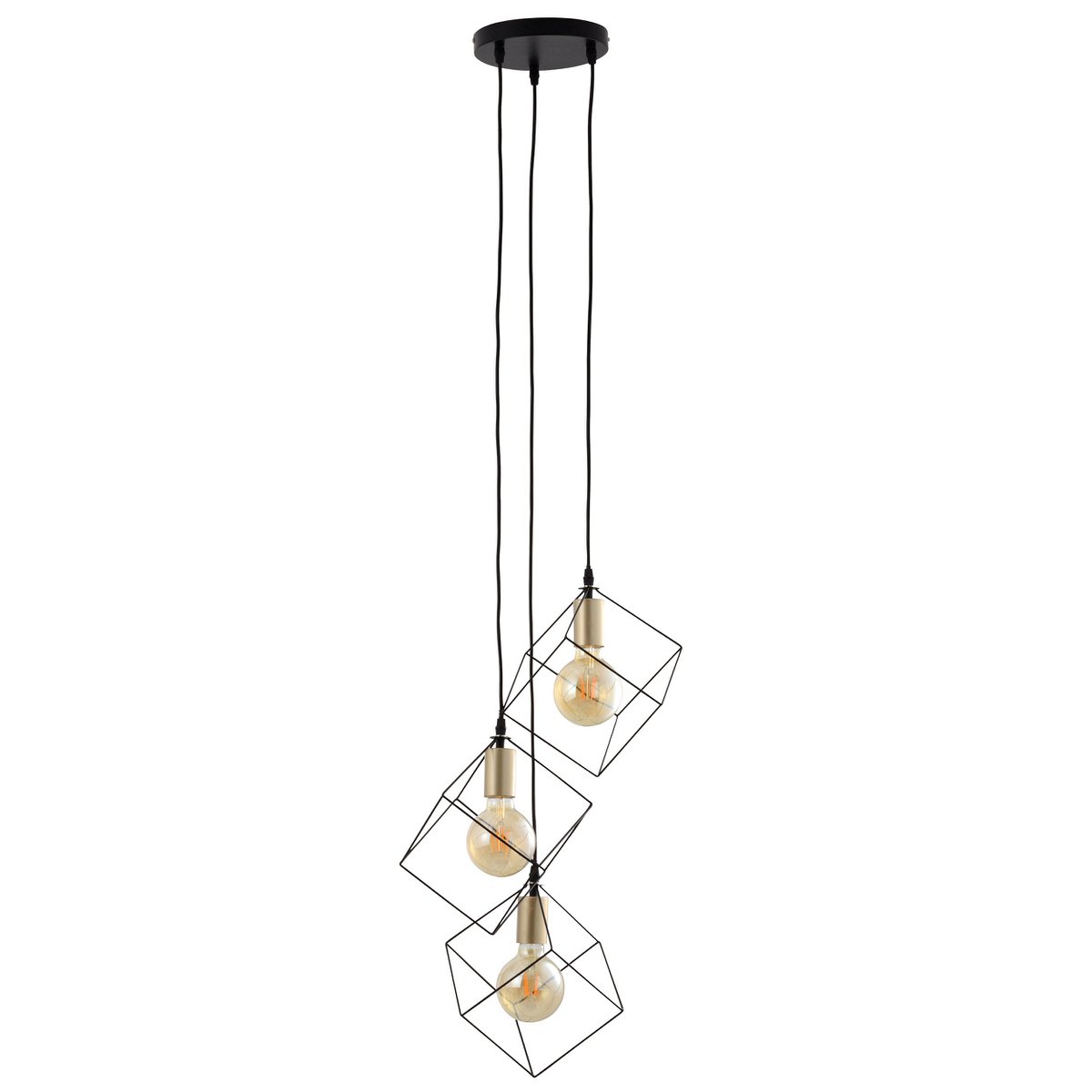 Canto Hanglamp 3-Vlammig Zwart Goud E27 39cm