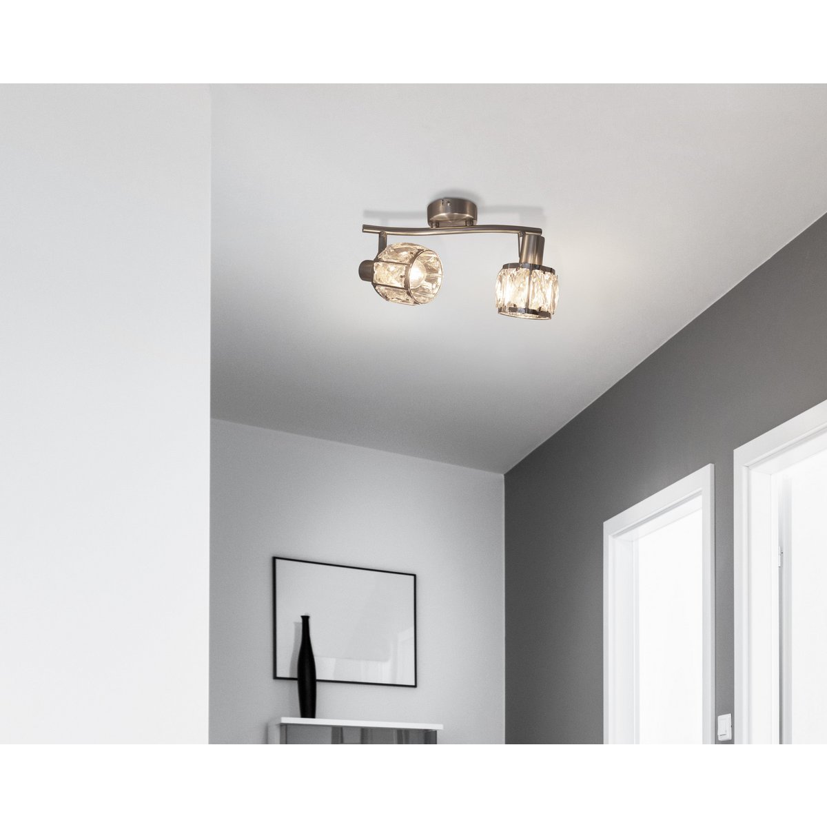 Josefa Plafondlamp - Metaal/Glas 28cm Wit