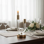 Transparante glazen kaarsenhouder goud 12x10x24cm - AULICA