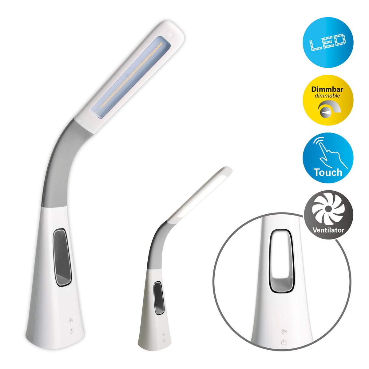 Näve Ventu LED-tafellicht - Wit 40cm Ventilator