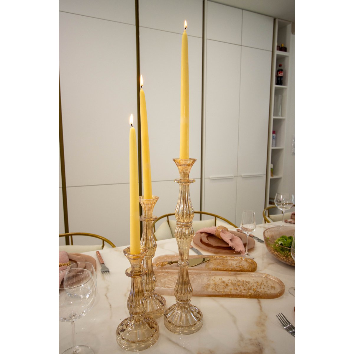 Amber Kandelaar H21cm - Klein Model Aulica Glas