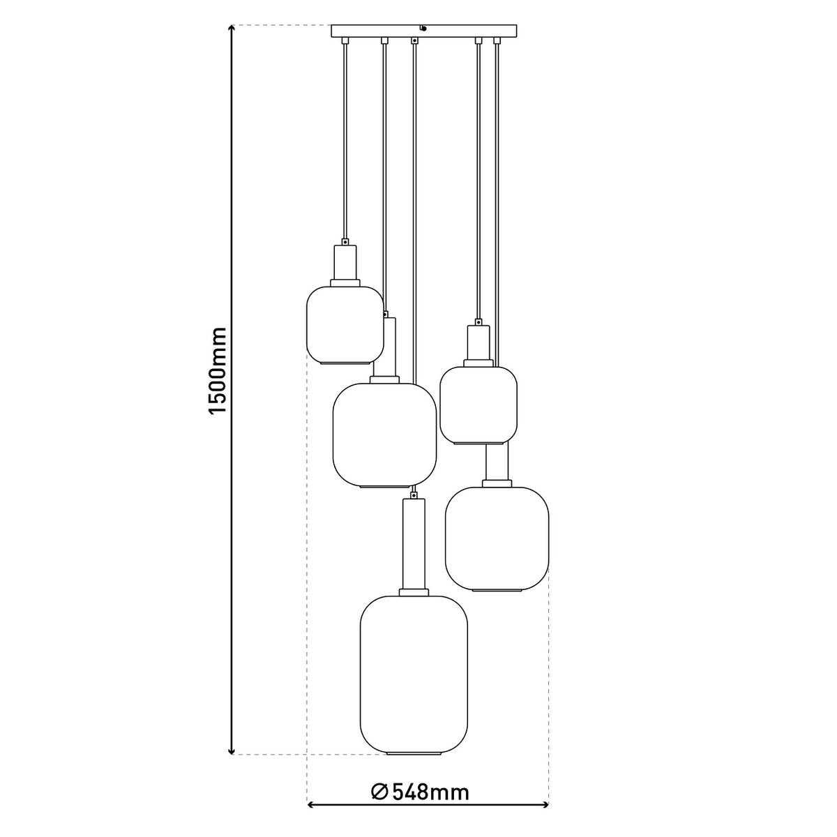 Näve Fumo Hanglamp - Zwart Metaal/Glas