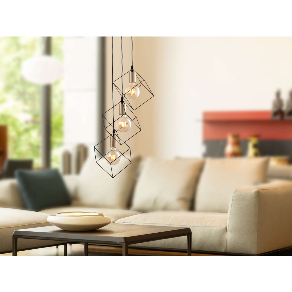 Canto Hanglamp 3-Vlammig Zwart Goud E27 39cm