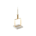 Mat gouden kandelaar marmer 10x10x17cm