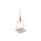Mat gouden kandelaar marmer 10x10x17cm