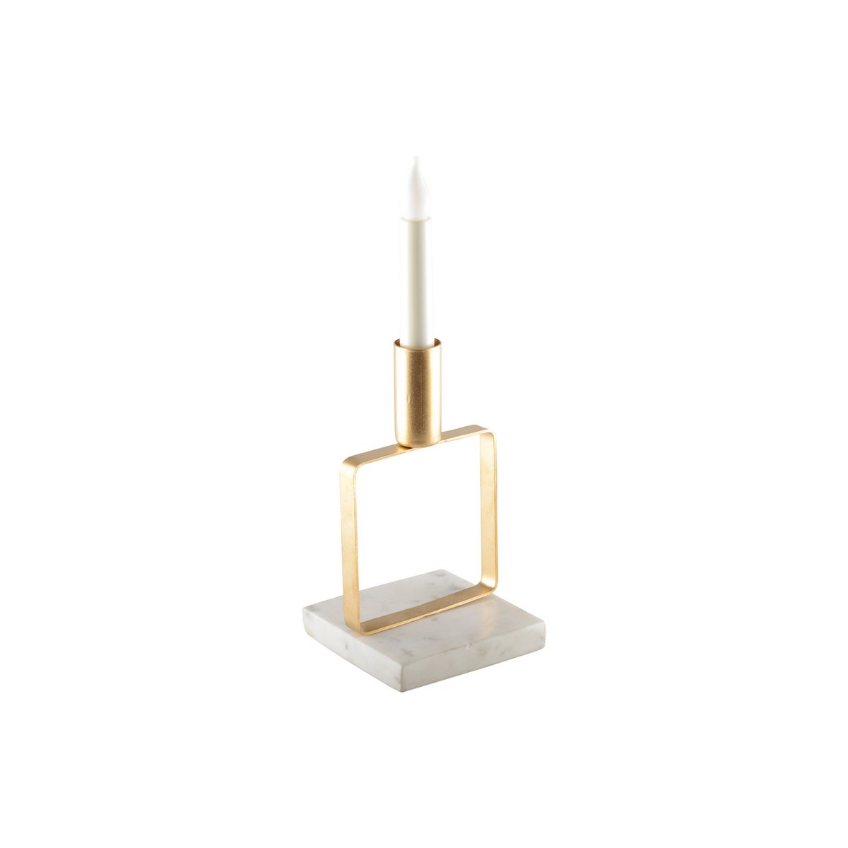 Mat gouden kandelaar marmer 10x10x17cm