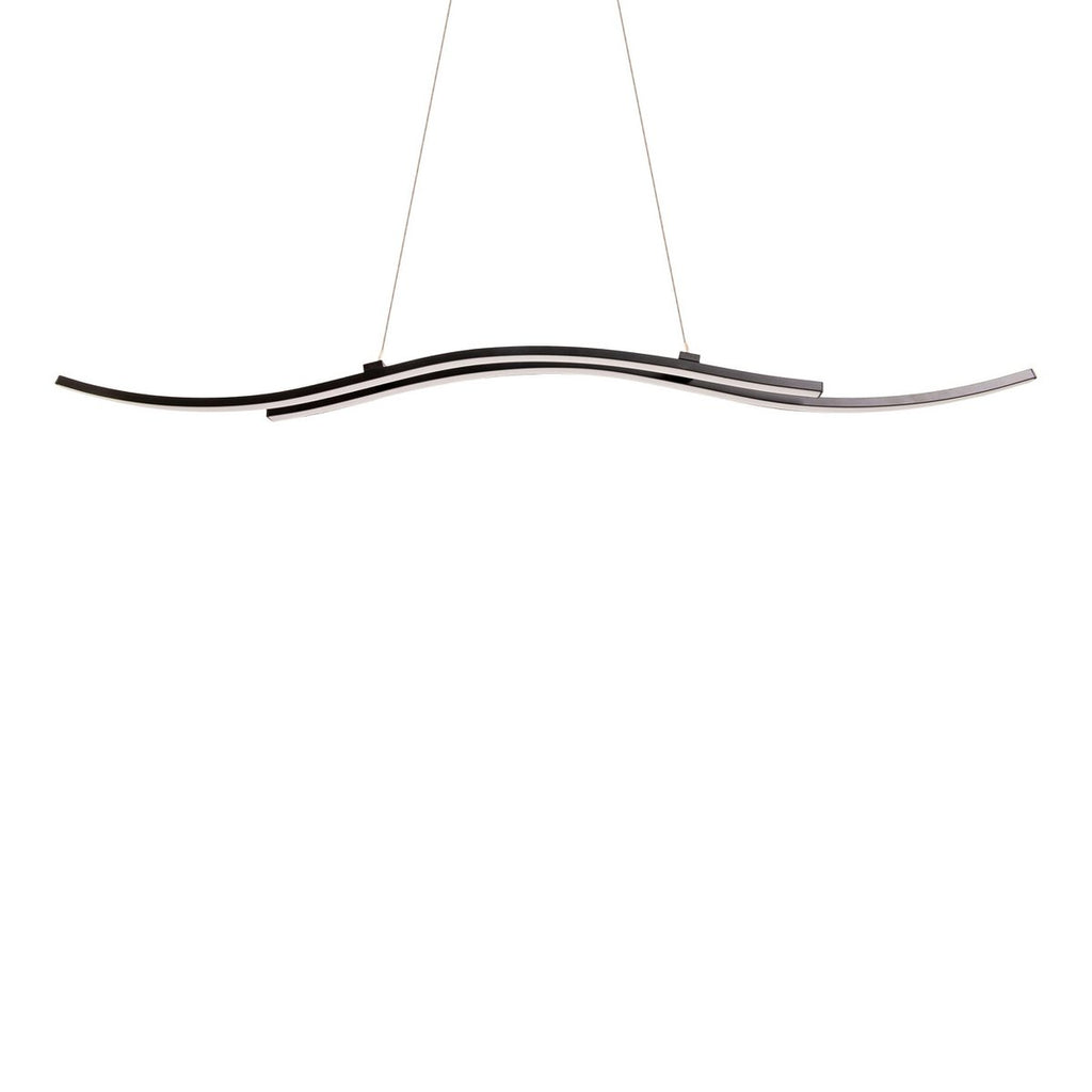 LED hanglamp "onda", hanglamp gemaakt van metaal en plastic in zwart, met stevig ingebouwde LED's, verlichting voor woonkamer, eetkamer of kantoor, 96 cm lang