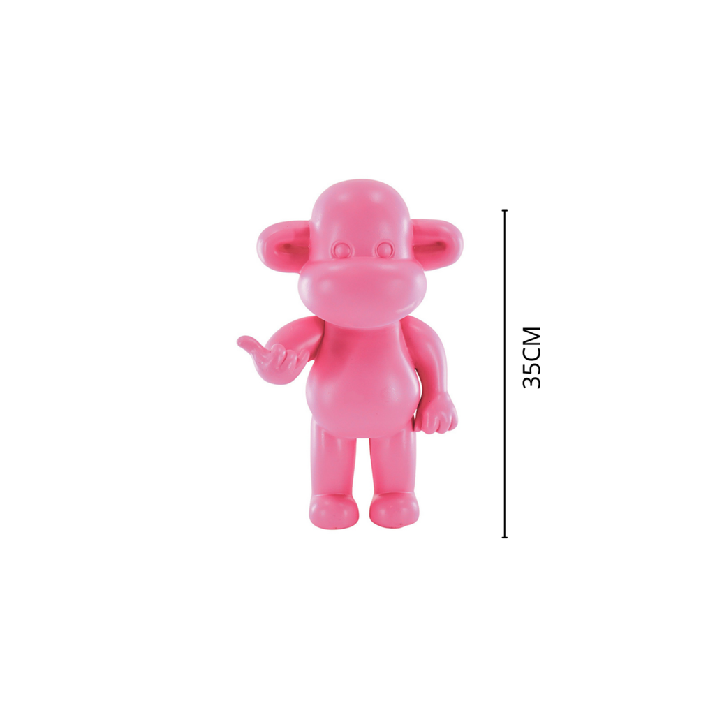 Legende-aap Ornament - polyresin - roze - 20,5x13,5x35cm