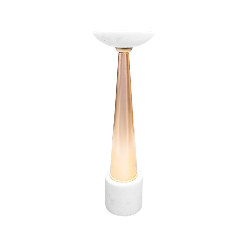 Marmeren kaarsenhouder wit roségoud 12x26cm