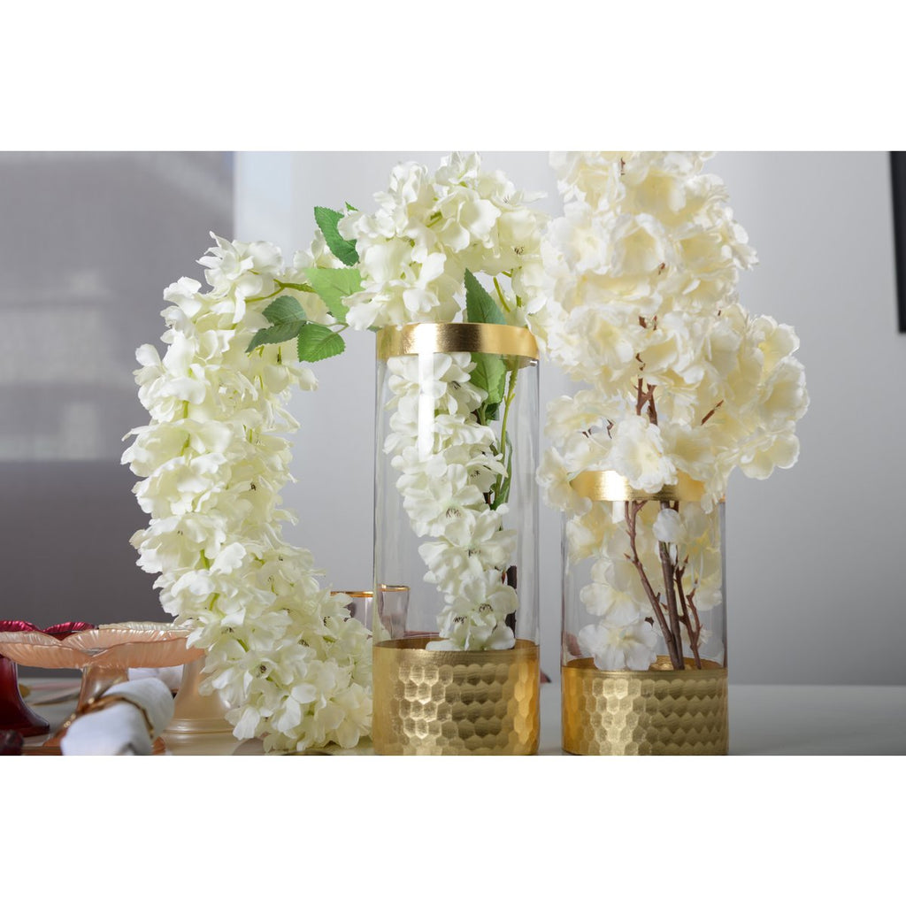 Transparante glazen vaas goud H20cm
