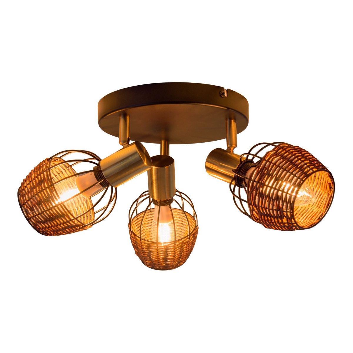 Näve Corbis Plafondlamp 3-vlam Zwart-Goud 38cm