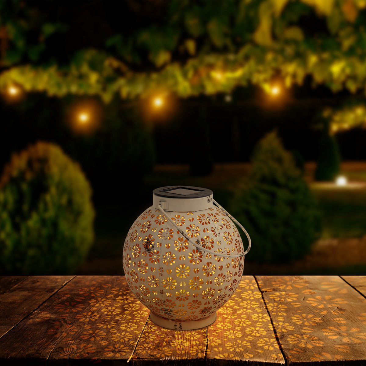 2 Set LED Decoratie Zonnelicht Ø 18 cm Buiten Decoratie gemaakt van metaal in wit met geïntegreerde LED's