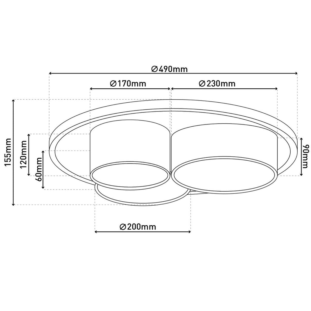 3-geleide plafondlicht Eppan Ø 56 cm grijs