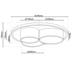 3-geleide plafondlicht Eppan Ø 56 cm grijs