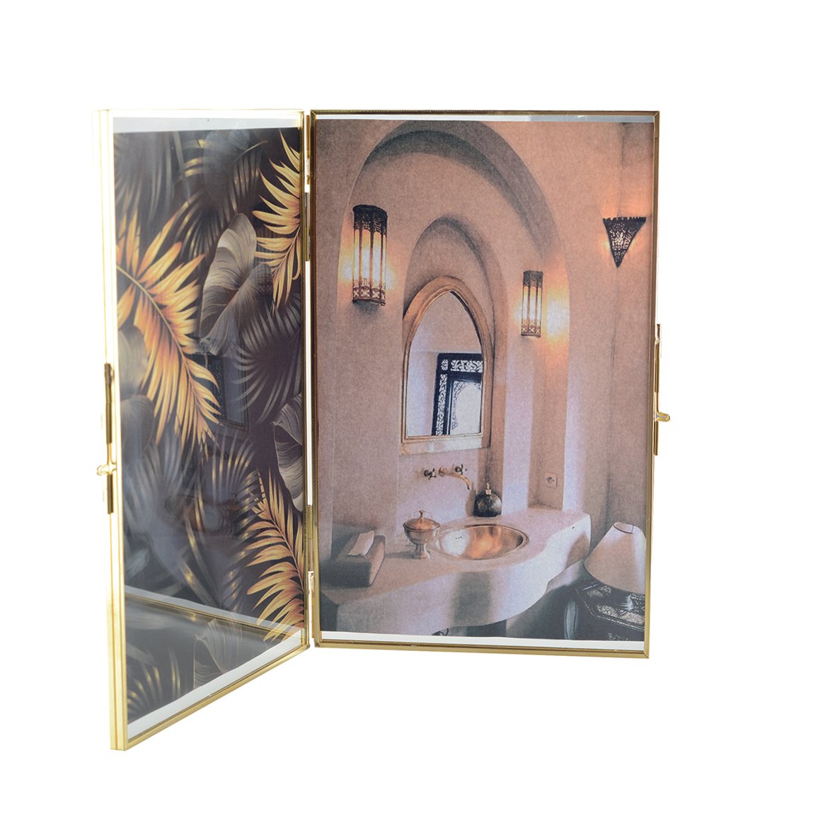Dubbel transparant frame goud H16cm