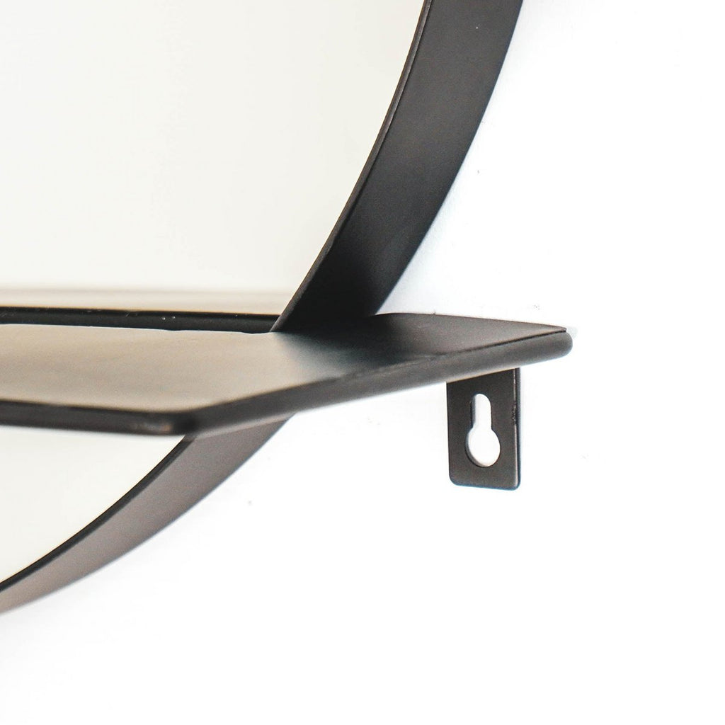 Spiegel - Rond - Metalen - Plank - Zwart - Ø40cm
