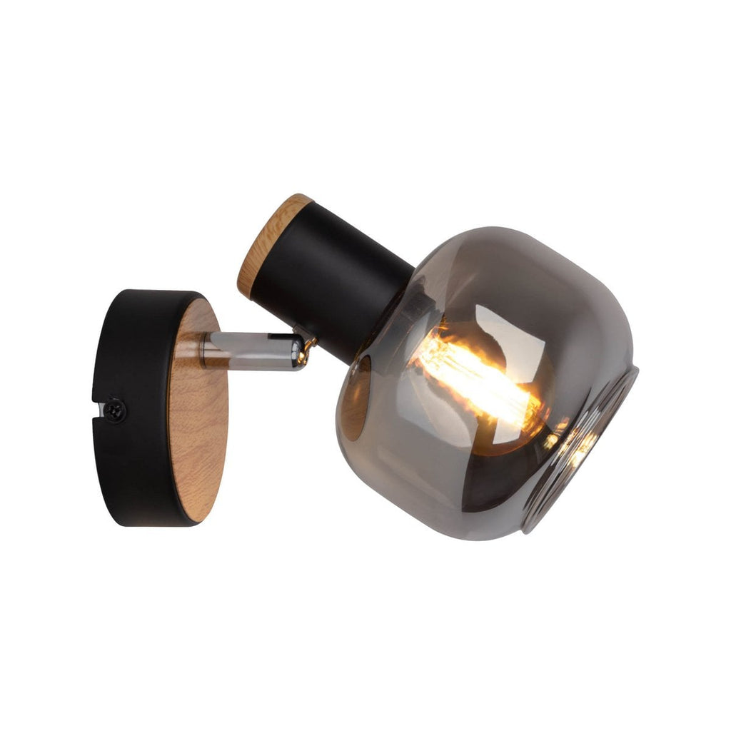 Näve Fumoso Wandlamp - Zwart Rookglas 16cm