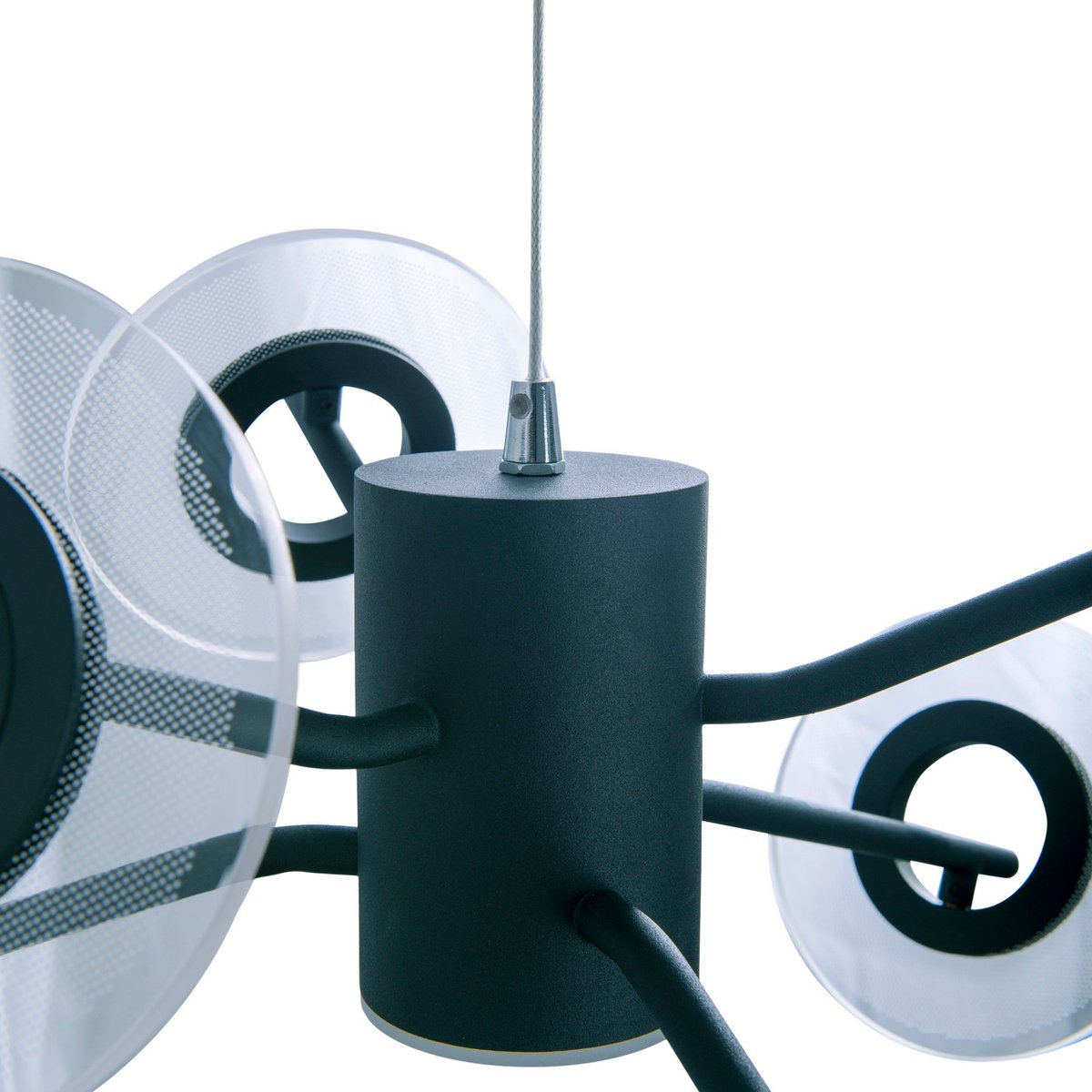 Led hanglamp "discus" gemaakt van zwart metaal en wit plastic met stevig gebouwd -in LED's, hangende lamp voor eetkamer, woonkamer, gang of kantoor met een Øvon ca. 57 cm