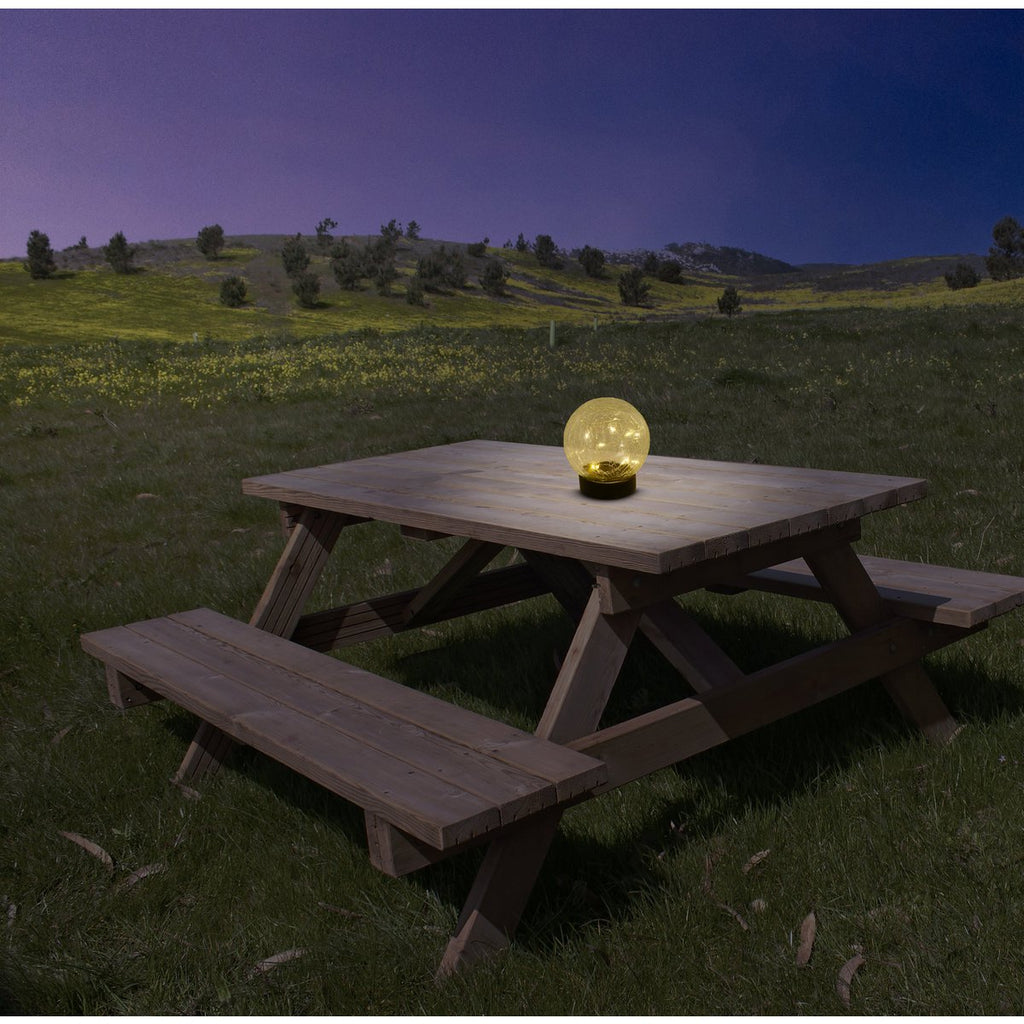 Näve Crackle Solar Tafellamp 3-Set Wit 12cm