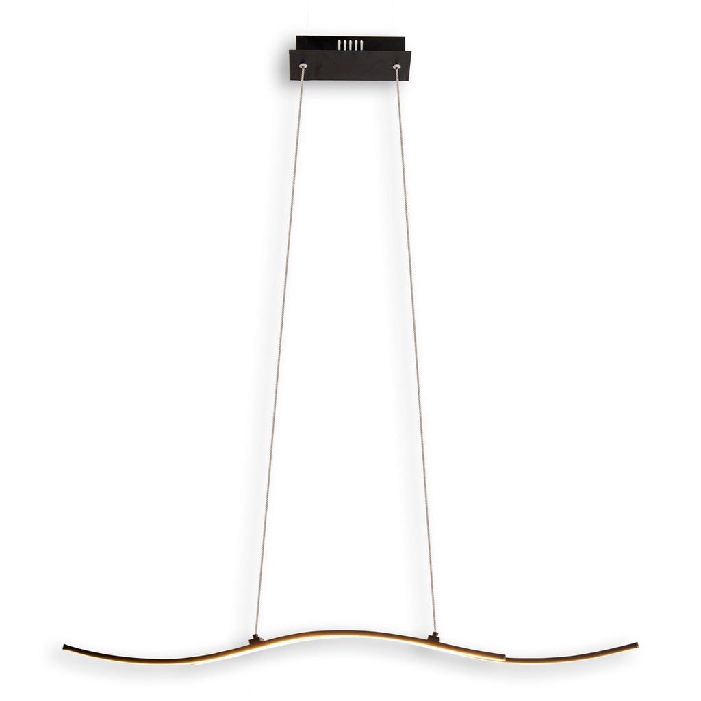 LED hanglamp "onda", hanglamp gemaakt van metaal en plastic in zwart, met stevig ingebouwde LED's, verlichting voor woonkamer, eetkamer of kantoor, 96 cm lang