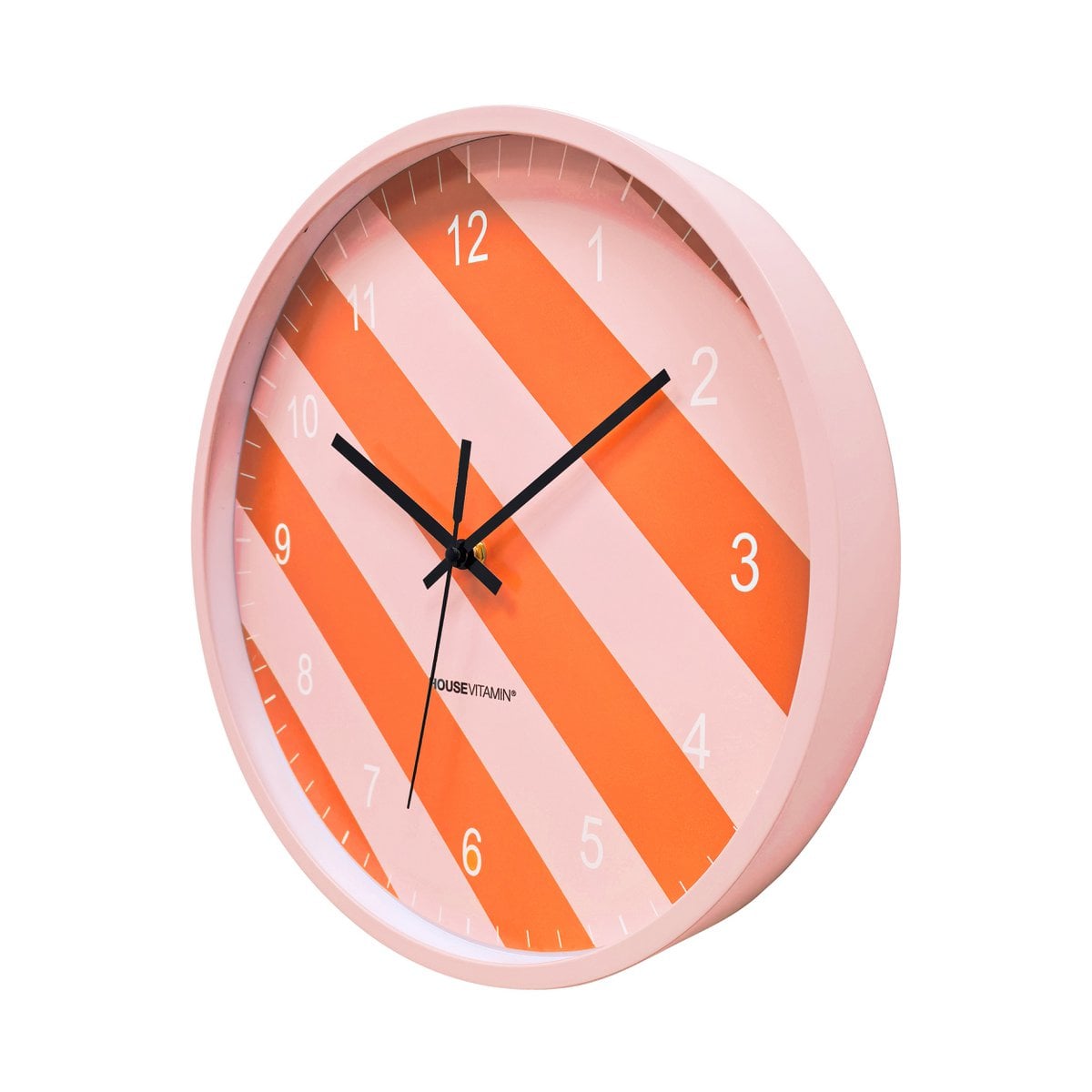 Wandklok met gestreept patroon - oranje/roze - 34x4x34cm
