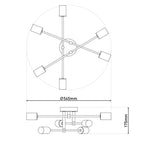 Näve Modo Plafondlamp 6-vlam Zwart 54,5cm