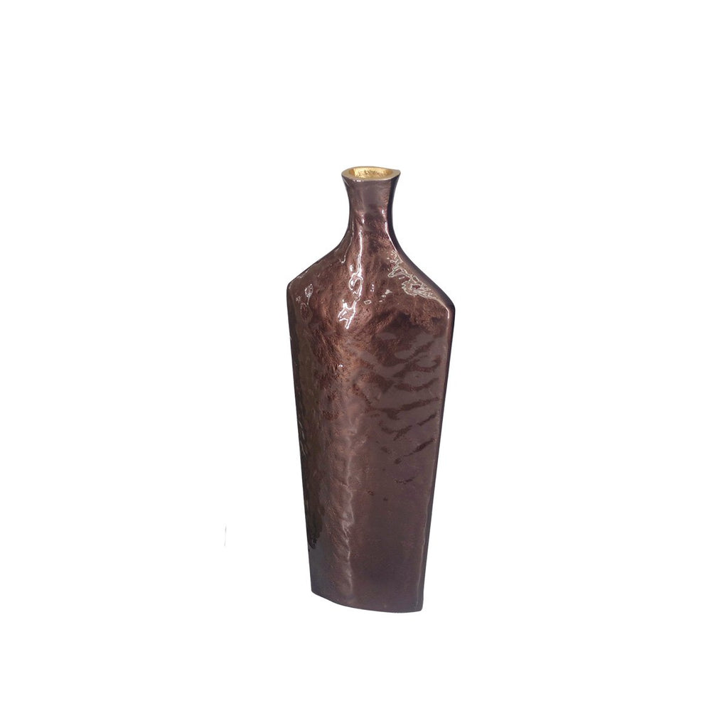 Bruine aluminium vaas 17x8x40,5 cm - aulica