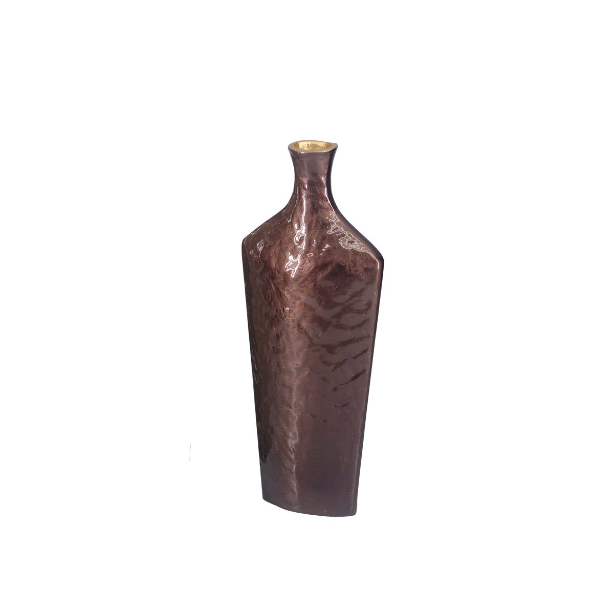 Bruine aluminium vaas 17x8x40,5 cm - aulica